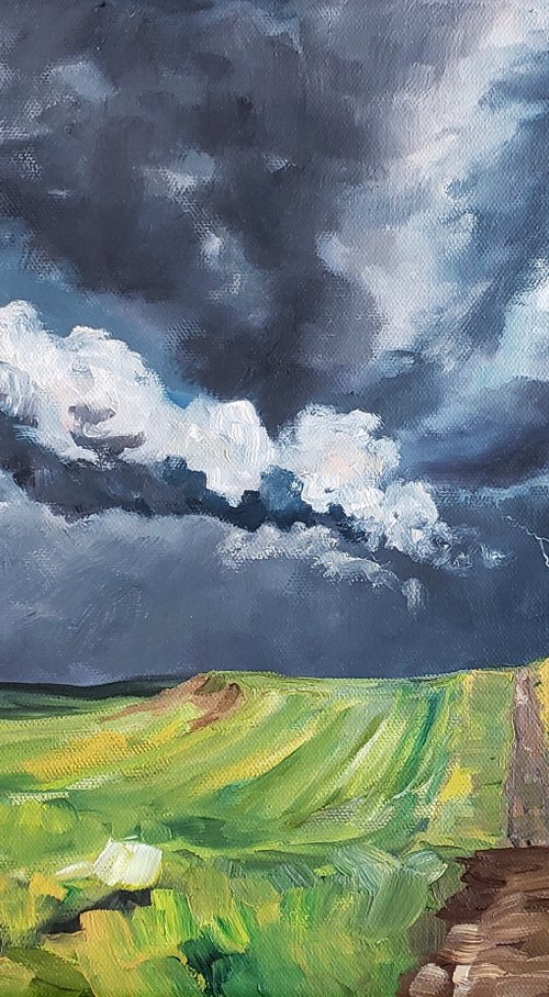 Landscape - Storms - "Prairie Road Storm" by Katrina Case