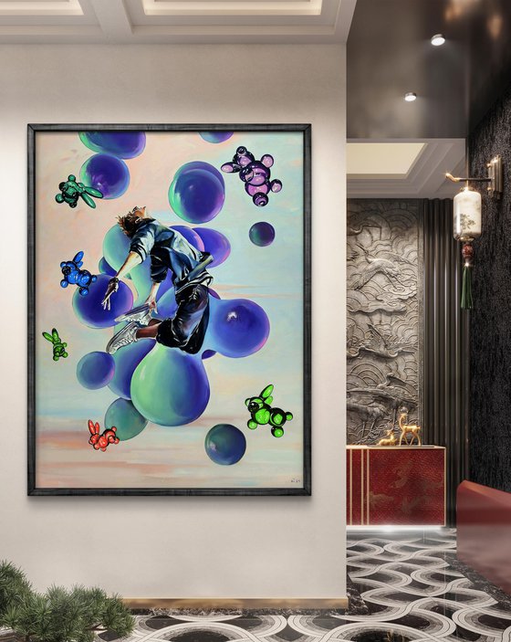 Tiktok Man Jumping - Left part of the diptych