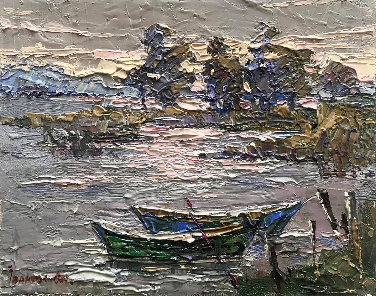 Impressionistic Landscape Oil Painting By Kalenyuk Alex, 10 X 8", Evening On The Shore, Original Artwork