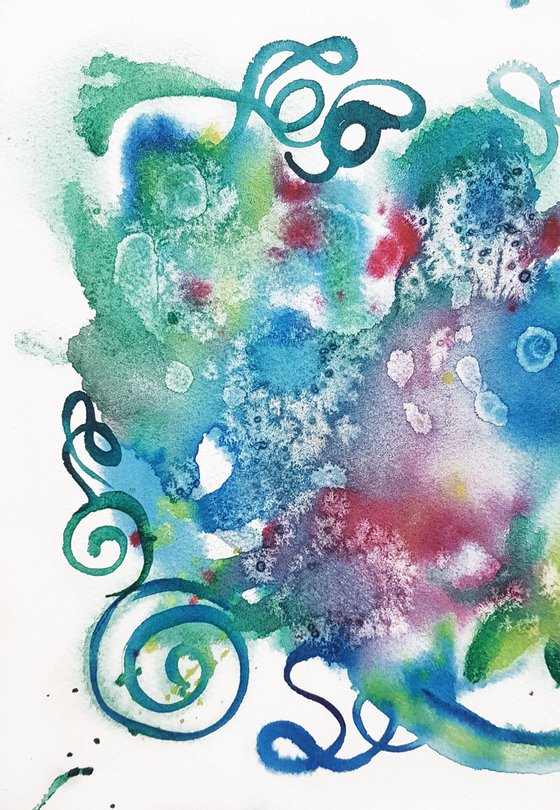 "Totally happy" Abstract Watercolor Painting