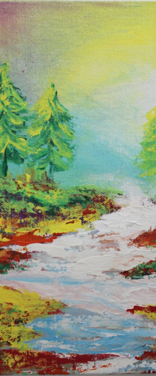 Do(ubt)- Non-dorminant hand - Impressionistic Landscape Painting - mini painting by Vikashini Palanisamy