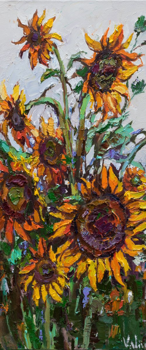 Sunflowers Original Oil painting by Anastasiia Valiulina