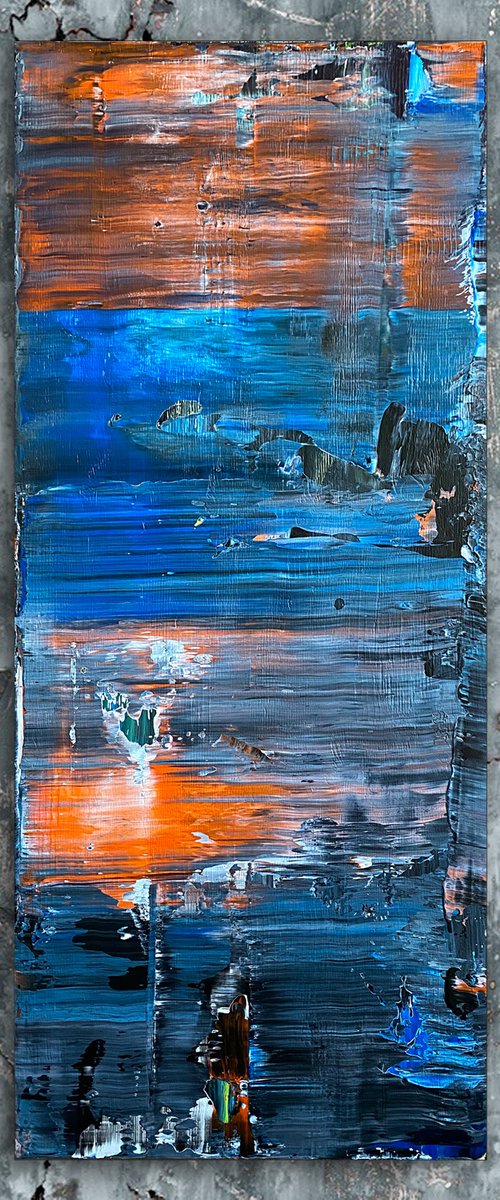 "Tower Of Ghosts" - FREE USA SHIPPING - Original PMS Abstract Acrylic Painting On Reclaimed, Upcycled Wood - 20" x 48" by Preston M. Smith (PMS)