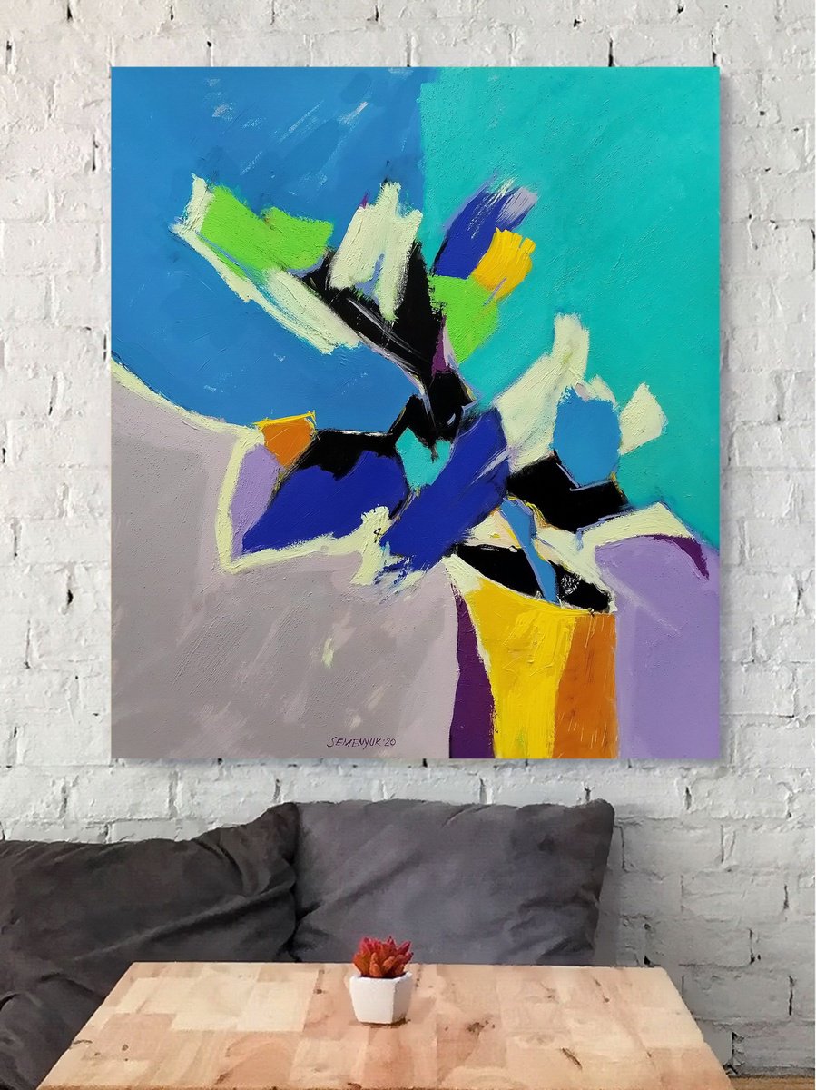 Abstract Botanical Oil Painting By Evgen Semenyuk, 28 X 31, Abstract Floral Composition 4, Original Artwork