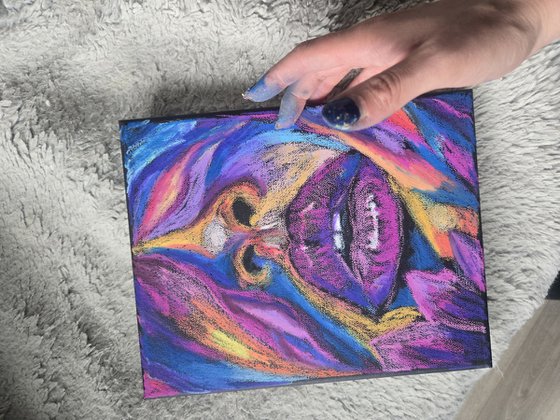 Purple Fever — Oil Pastel Female Lips