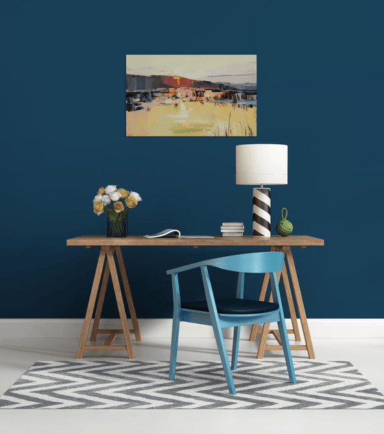 Sunset on the lake .