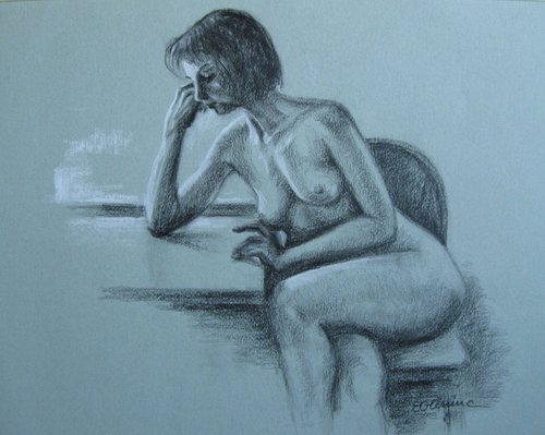 Seated nude 2 by Elena Oleniuc