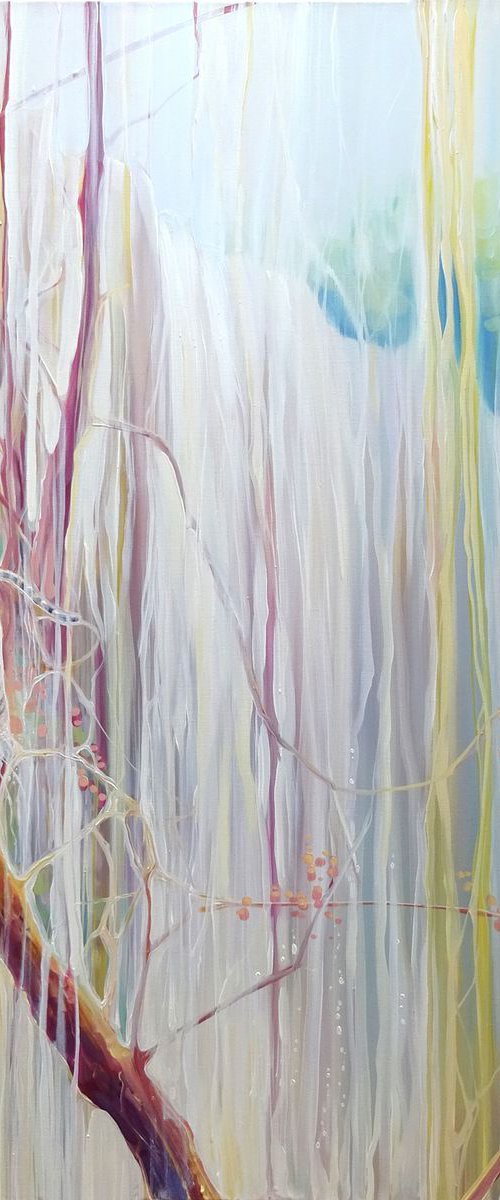 Ice Tiger - a large oil on canvas of a tiger by a waterfall by Gill Bustamante