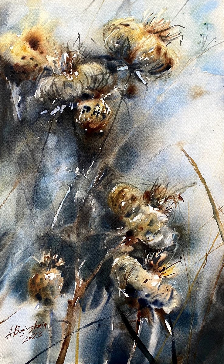 another herbs from Azat river - original watercolor by Anna Boginskaia