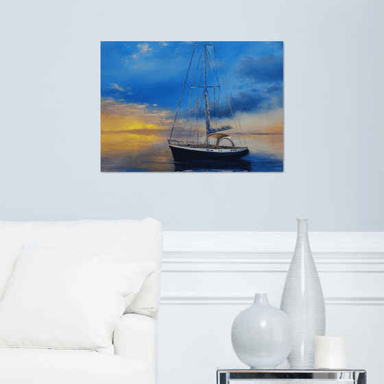 Seascape Morning calm - Seascape painting,  sunrise  painting