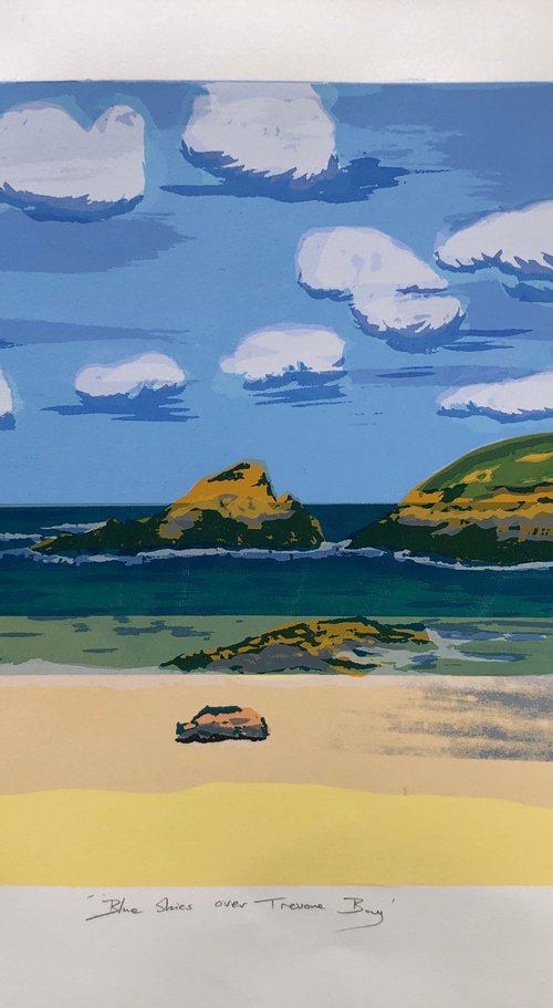 Blue Skies Over Trevone Bay by Marian Carter