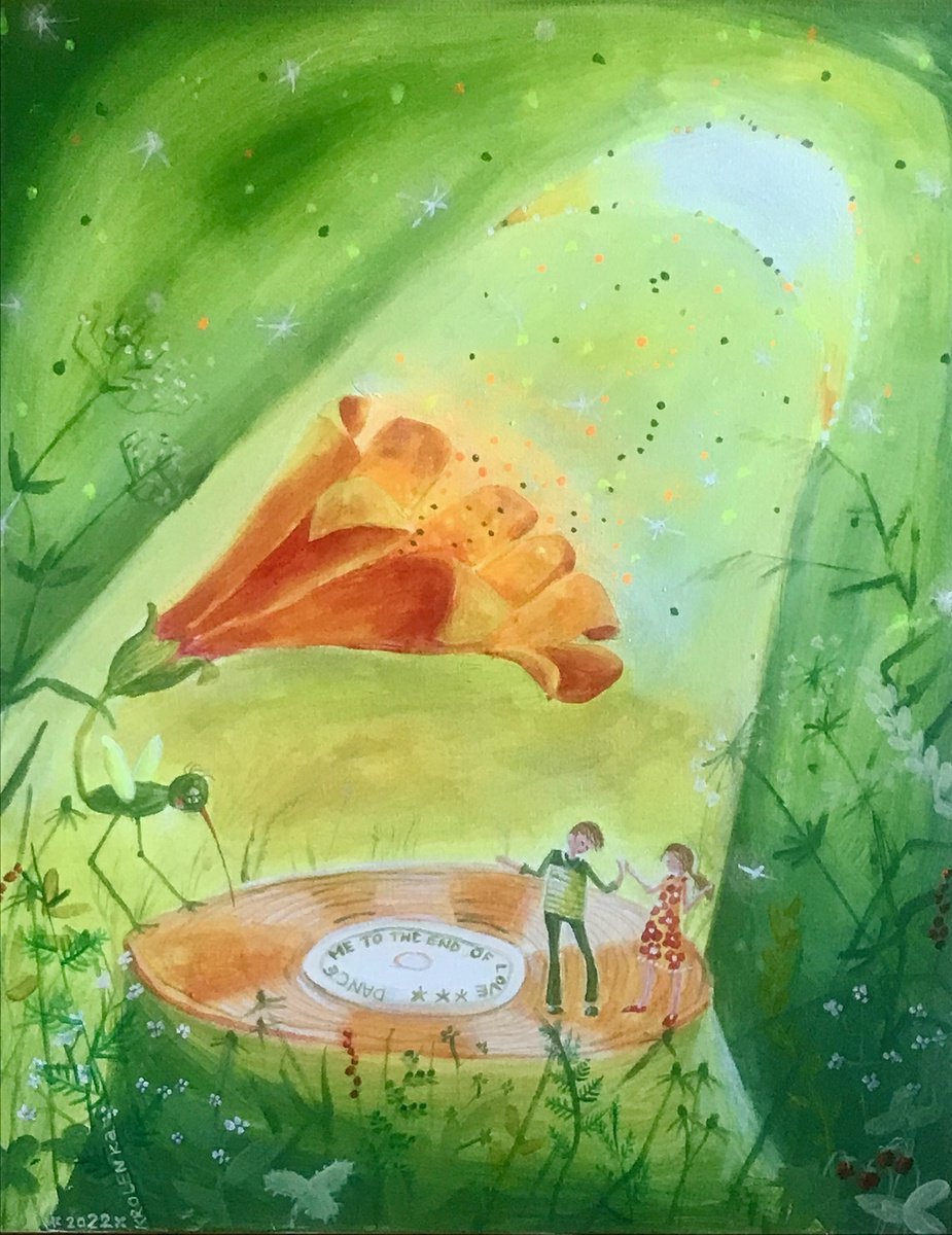 Illustrative Botanical Painting By Alexandra Krasuska, 20 X 24, Dance Me To End Of Love, Original Artwork