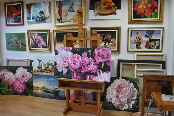 Peonies 2 , Original Oil on Canvas Art