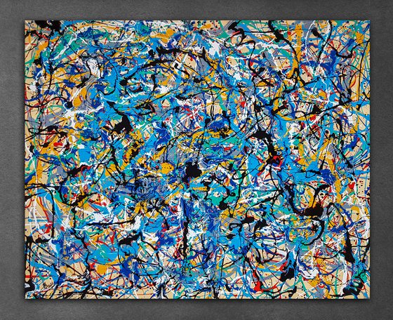 - Karbo N-8 - (W)120x(H)96 cm. Style of JACKSON POLLOCK. Abstract Expressionism Painting