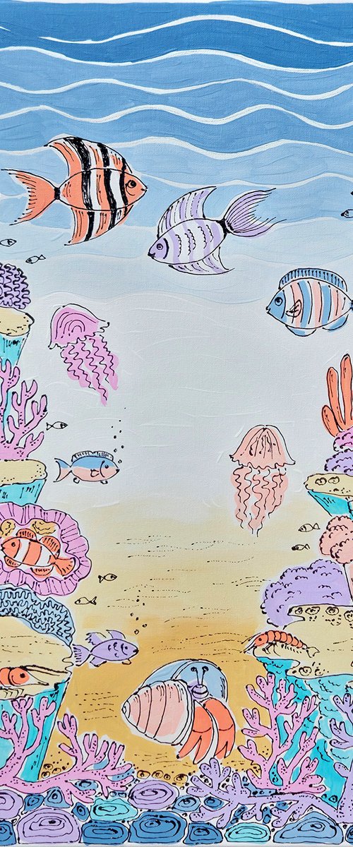 Colorful Coral Reef Painting by Yanina Tuyman