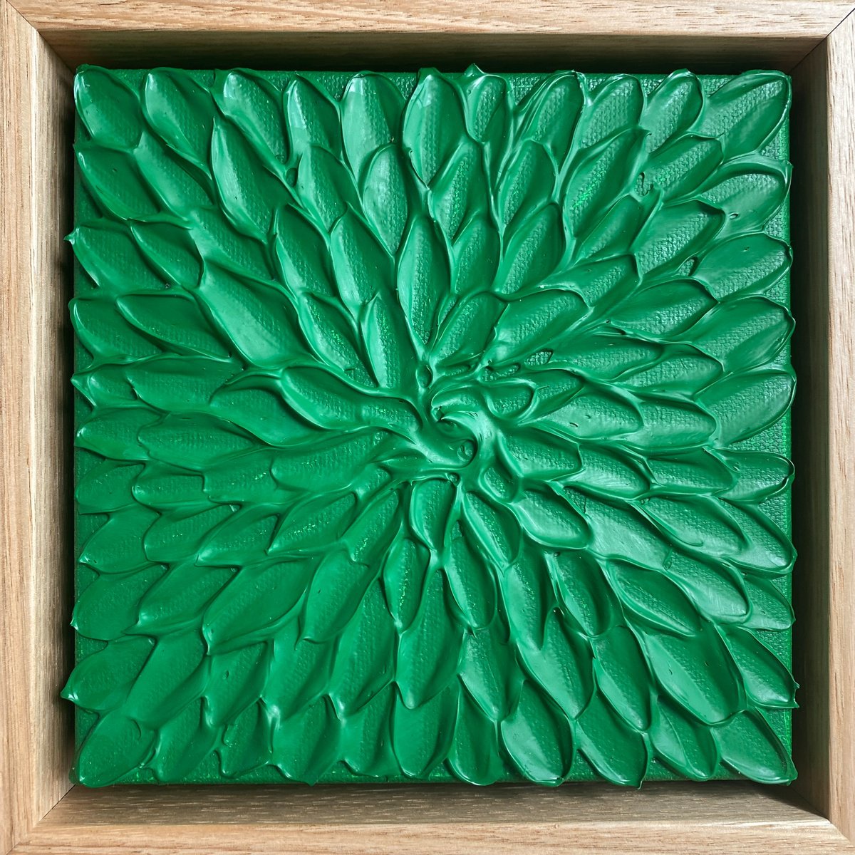 Geometric Abstract Acrylic Painting By Guzaliya Xavier, 7 X 7, Green Abstract Mini, Original Artwork