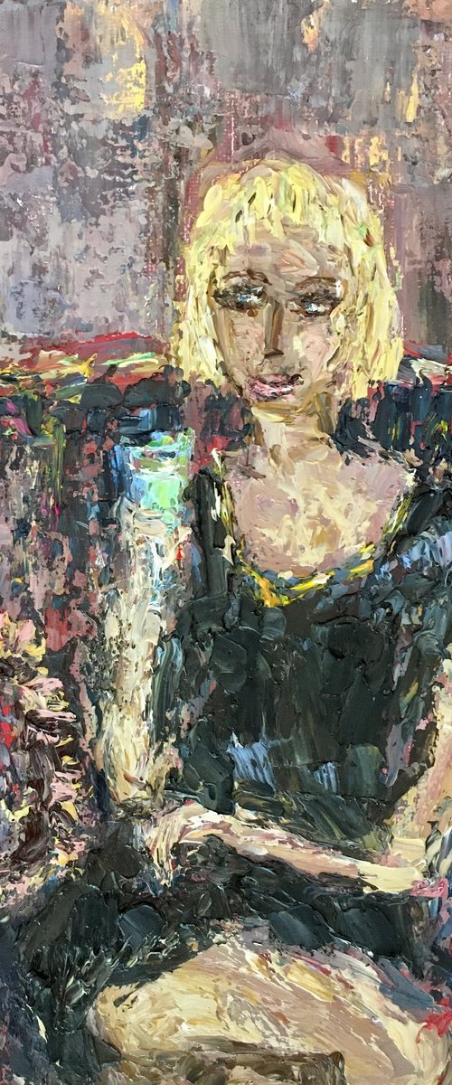 Girl with glass sekt by Vilma Gataveckienė