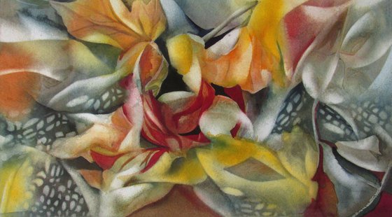 Autumn leaves in river