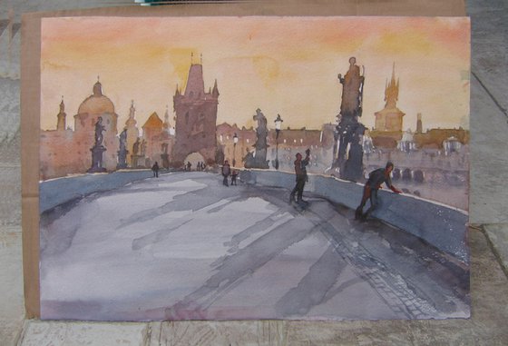 Golden Prague Charles bridge