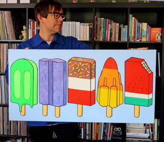 Ice Lollies and Popsicles Line-Up - Pop Art Painting On Large Canvas