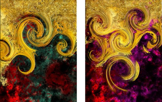 Fuegos fatuos 3/XL large diptych set of 2