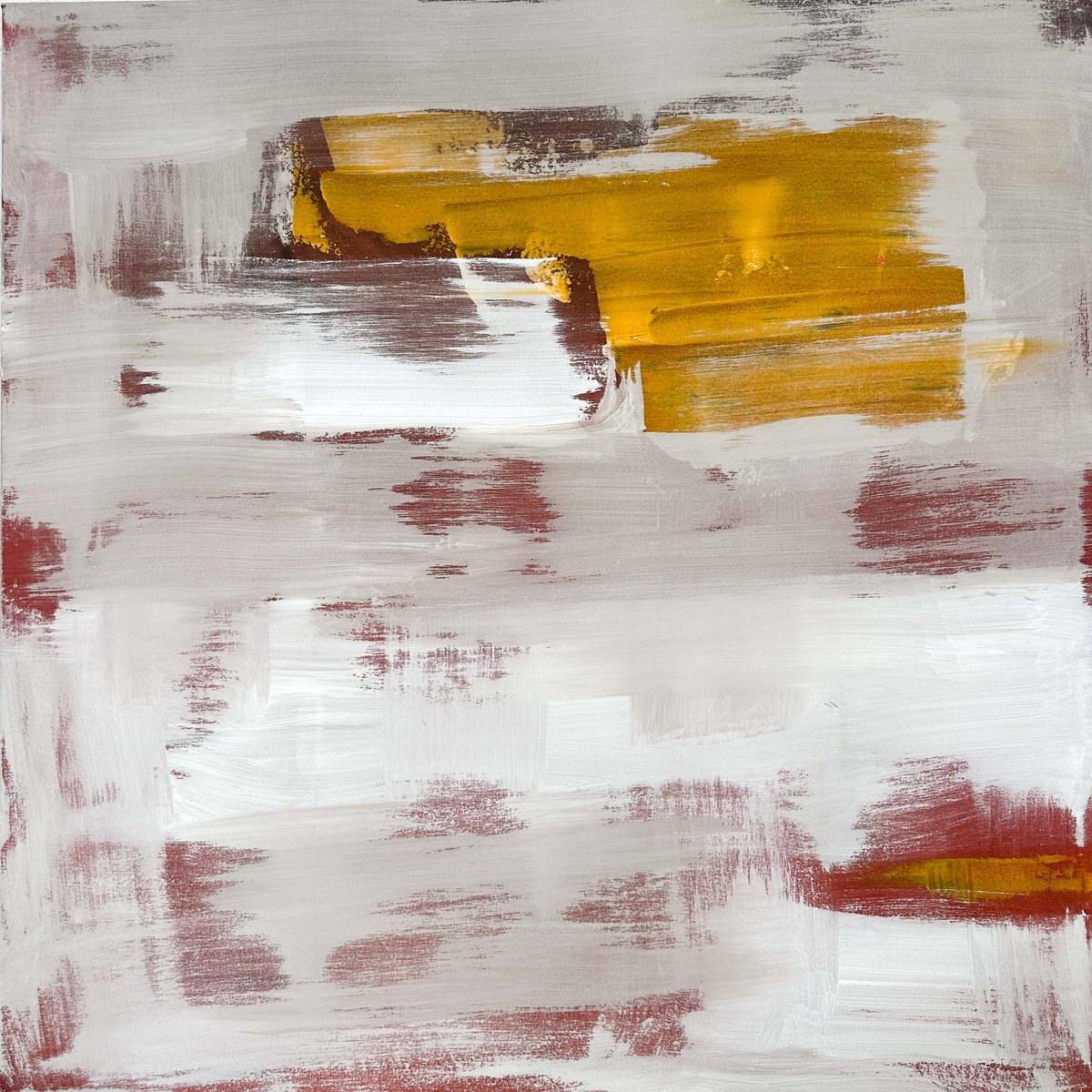 Abstract Landscape Acrylic Painting By Omar Obaid, 39 X 39", Fading Time, Original Artwork