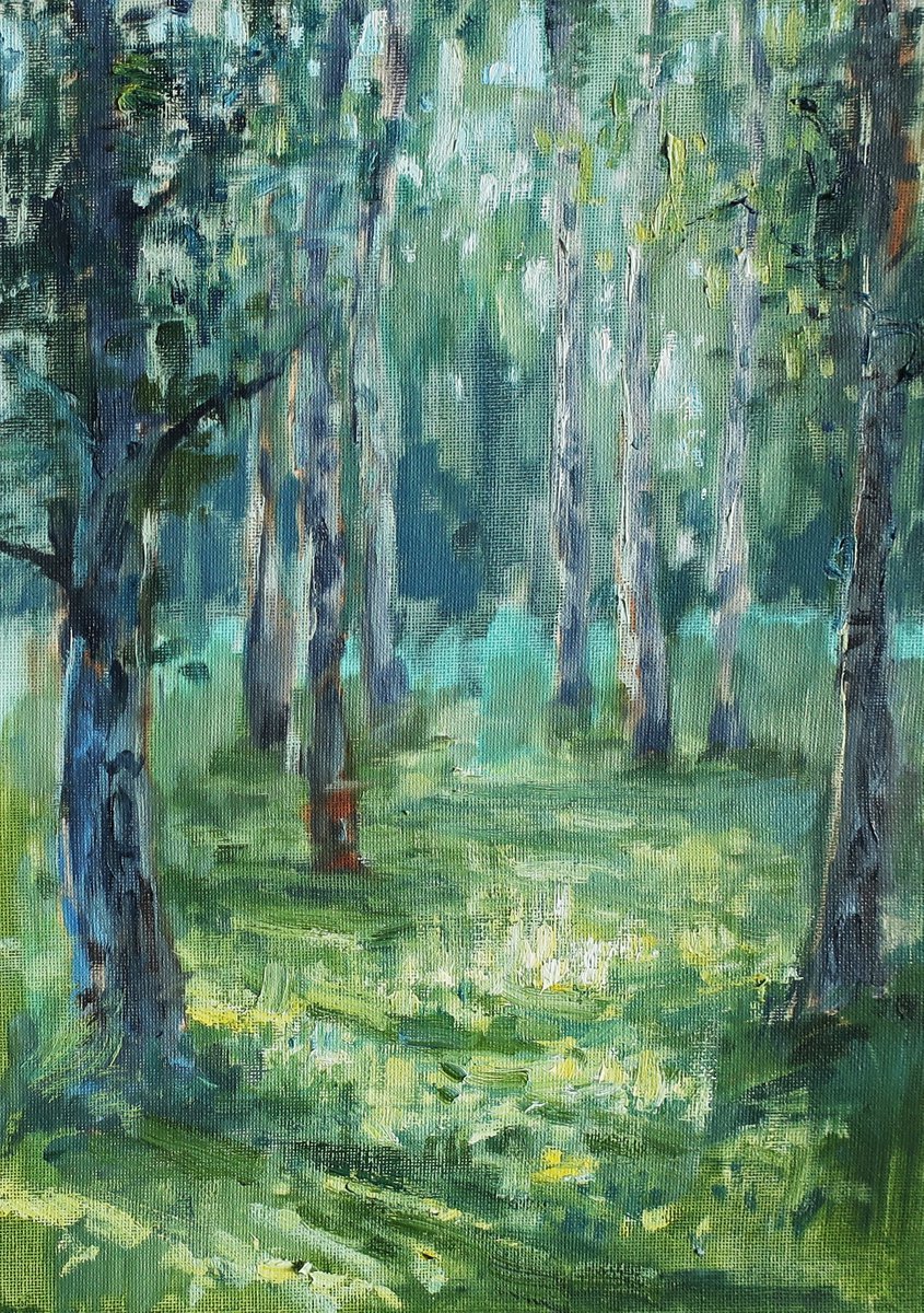 Oil painting Green Forest Landscape by Anna Shchapova