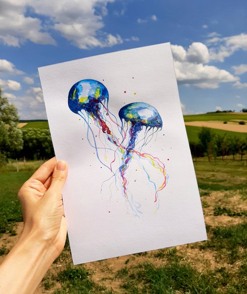 Jellyfish painting by Luba Ostroushko