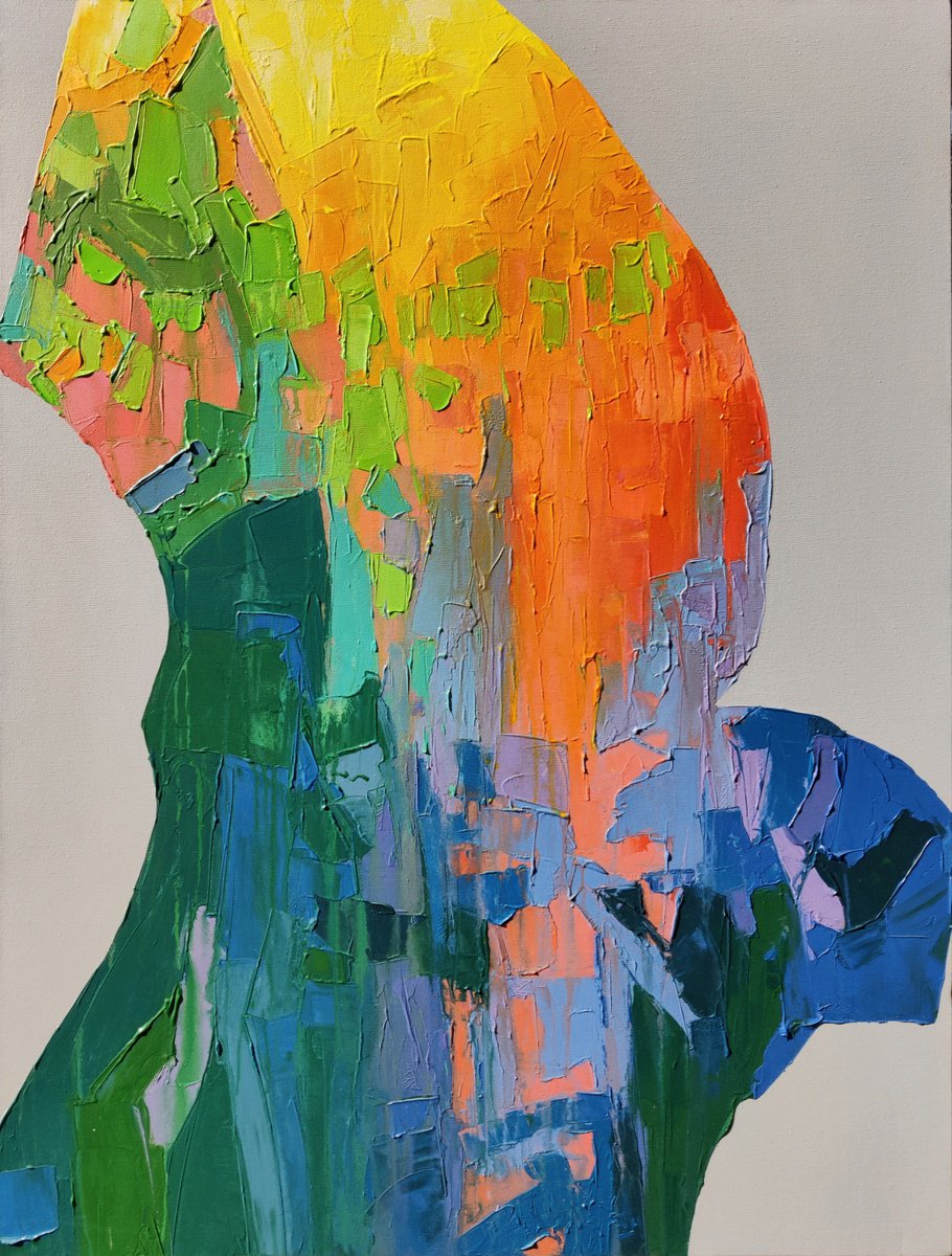 Abstract Acrylic Painting By Abhishek Kumar, 42 X 54, Golden Awakening, Original Artwork