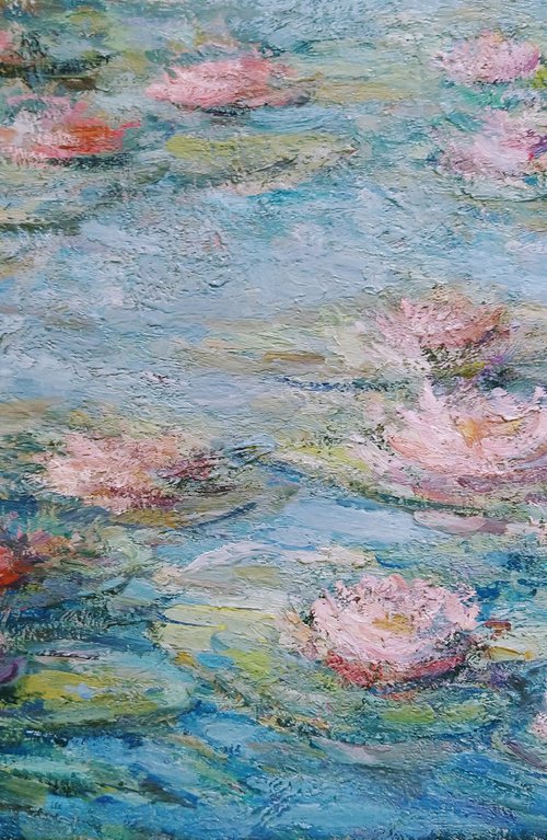 Water Lilies. Les nymphéas. Original oil painting by Elena Klyan