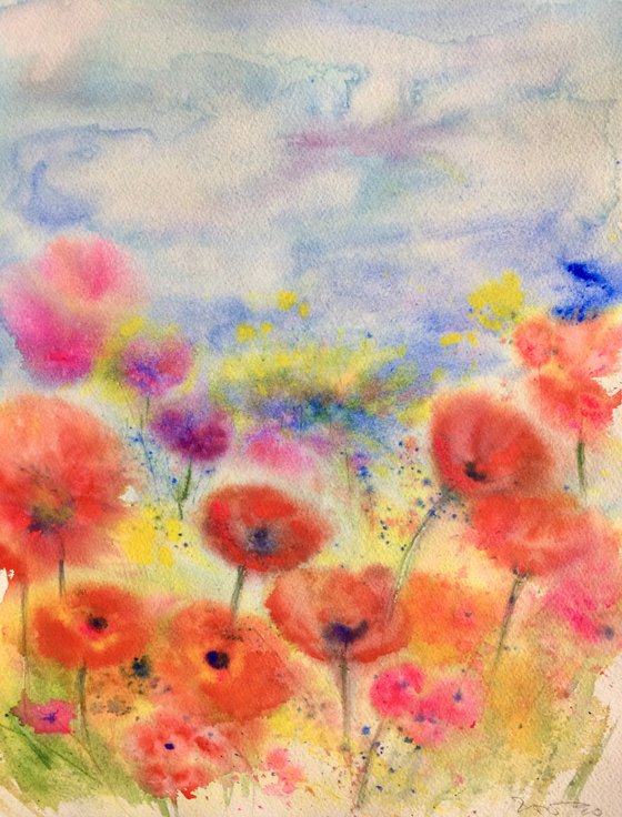 Summer Breeze - Abstract Flowers Landscape