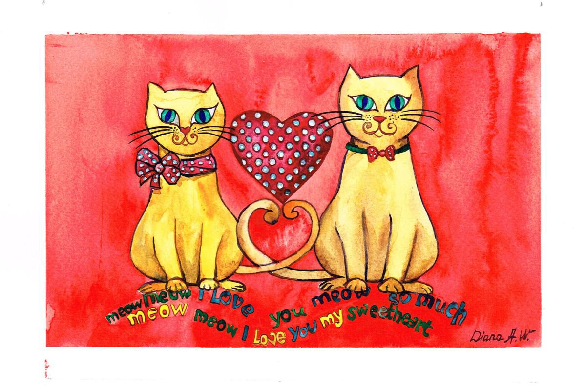 Sweat Cats Love Heart by Diana Aleksanian