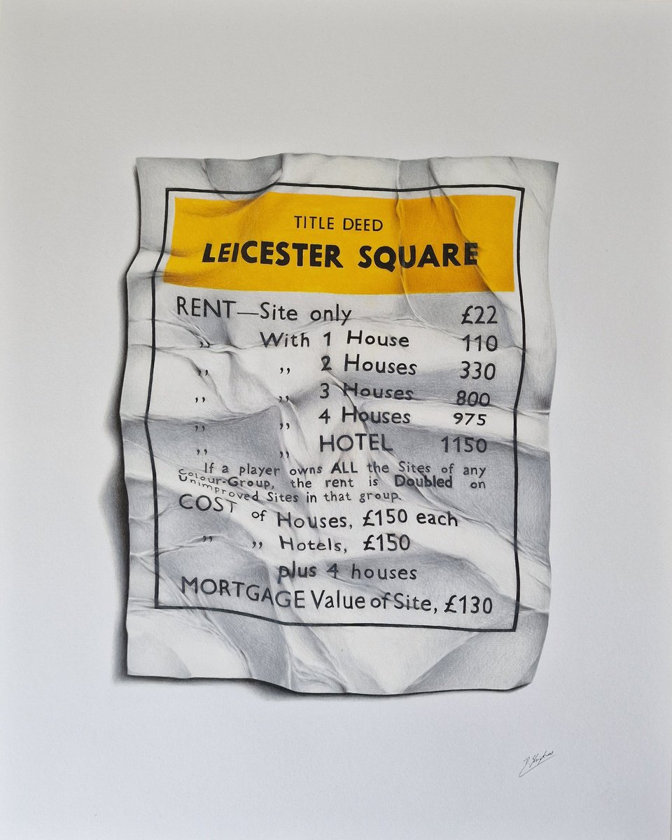 Photorealistic Pencil Drawing , Monopoly: Leicester Square By Daniel Shipton, 16 X 20, Artwork For Sale On Artfinder