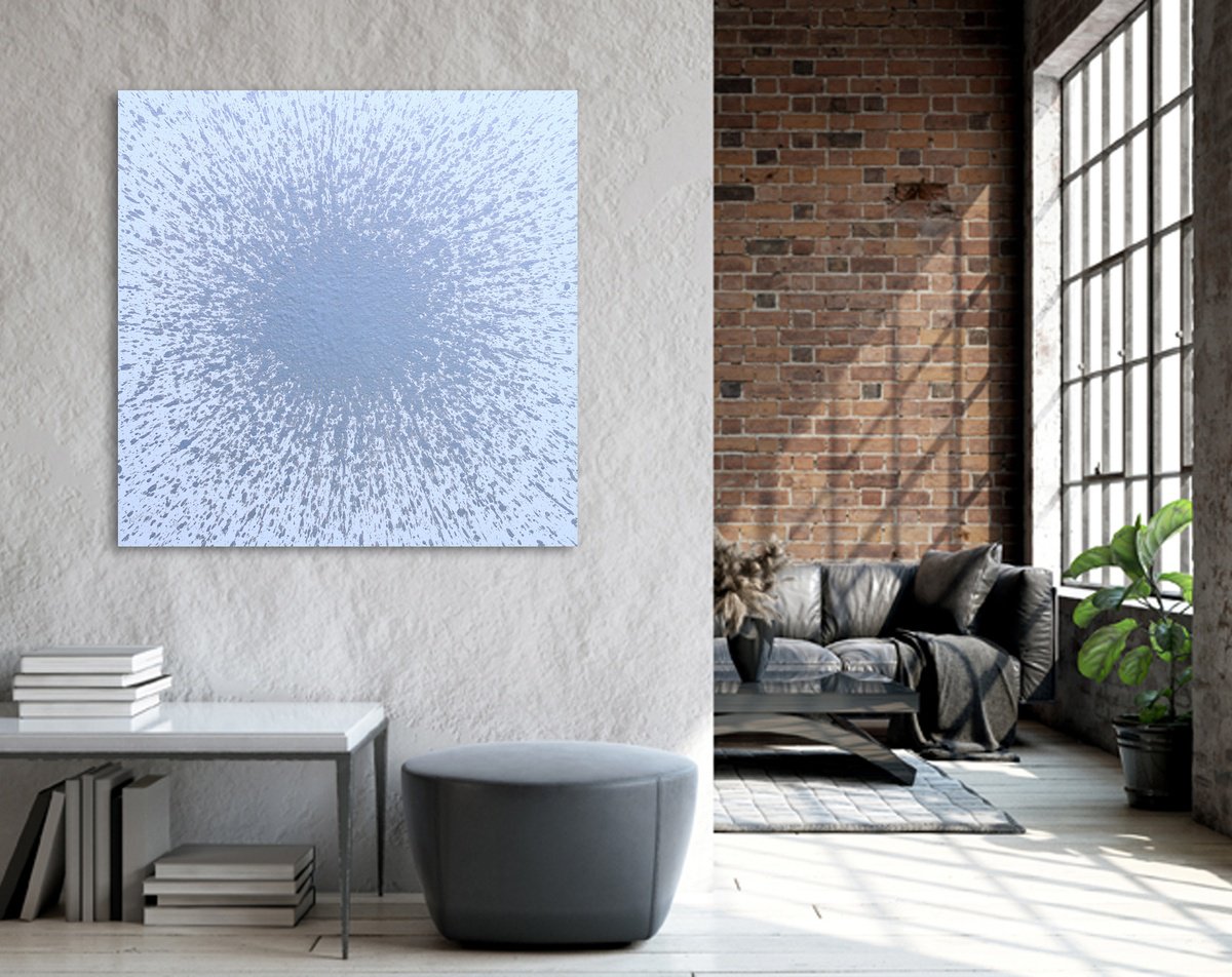 Abstract Acrylic Painting By Isabelle Pelletane, 31 X 31, Silver Star, Original Artwork