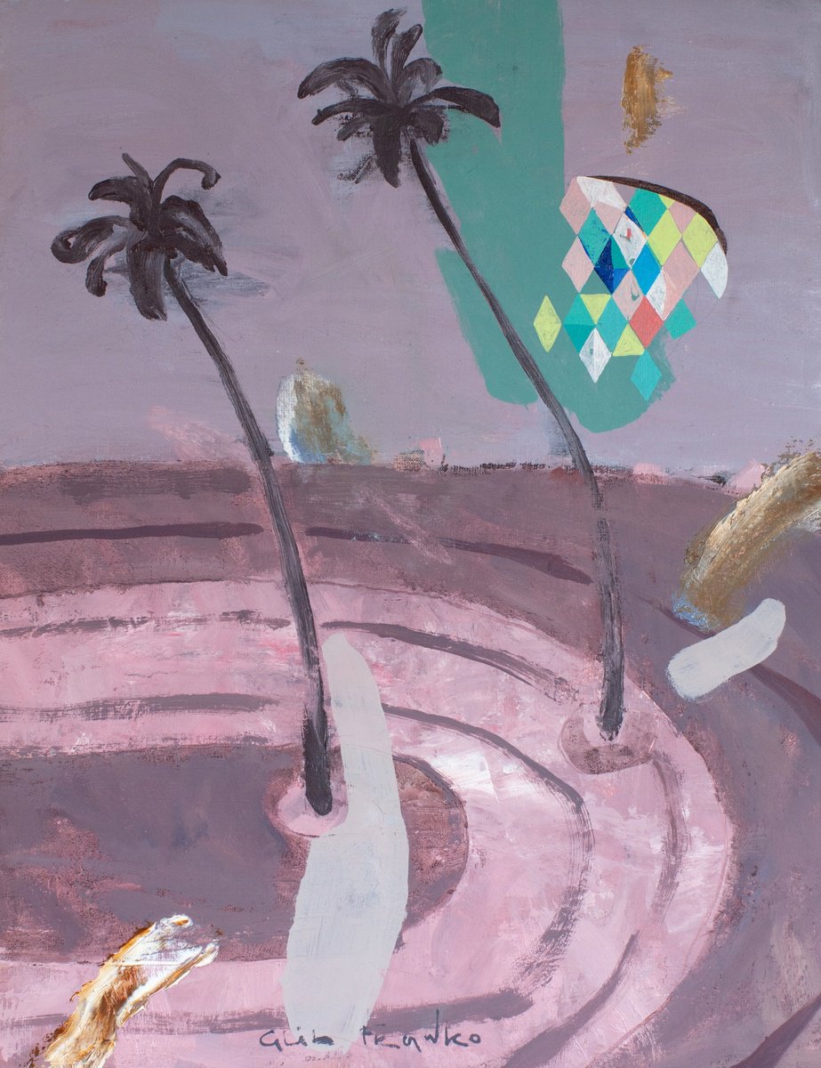 Expressive Landscape Oil Painting By Glib Franko, 20 X 26, Two Unknown, Original Artwork