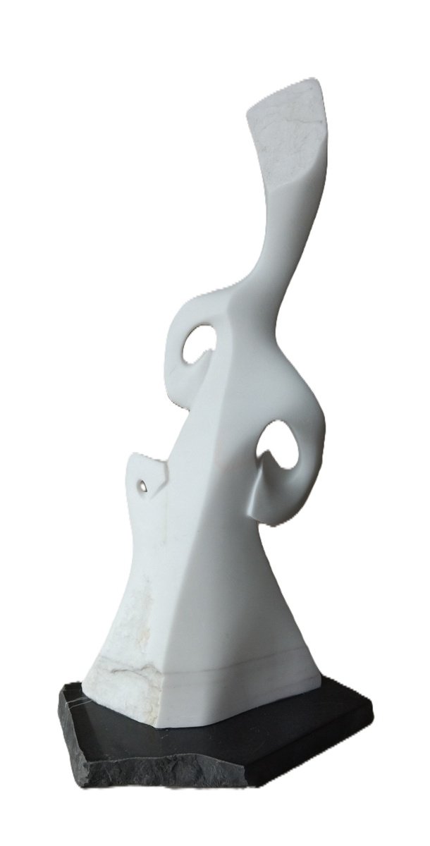 Abstract Portrait Stone Sculpture By Rasho Mitev, 9 X 19", "Flirt", Original Artwork