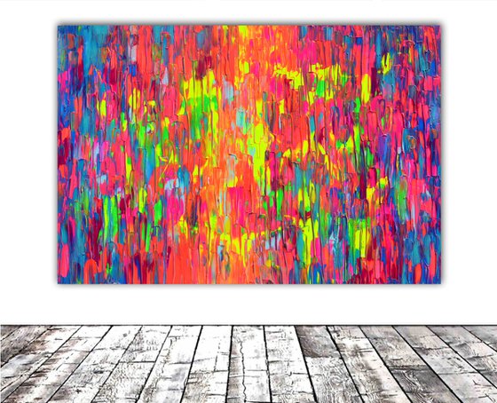47.3x31.5'' Large Ready to Hang Colourful Modern Abstract Painting - XXL Happy Gypsy Dance 13