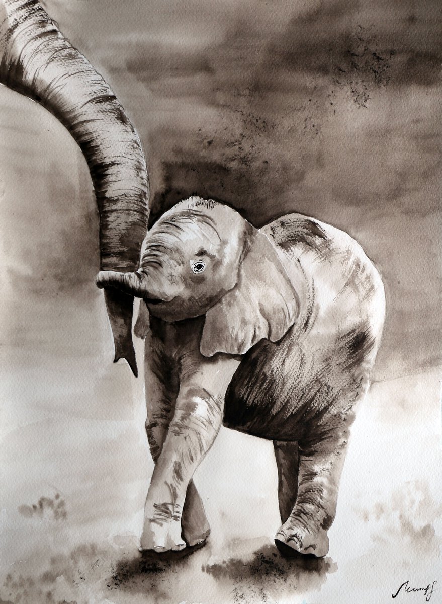 Baby Elephant by Ekaterina Mitrofanova