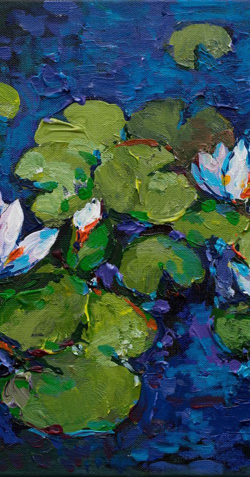Water lilies Original acrylic painting by Anastasiia Valiulina