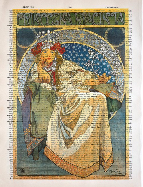 Princess Hyacinth - Collage Art Print on Large Real English Dictionary Vintage Book Page by Jakub DK - JAKUB D KRZEWNIAK
