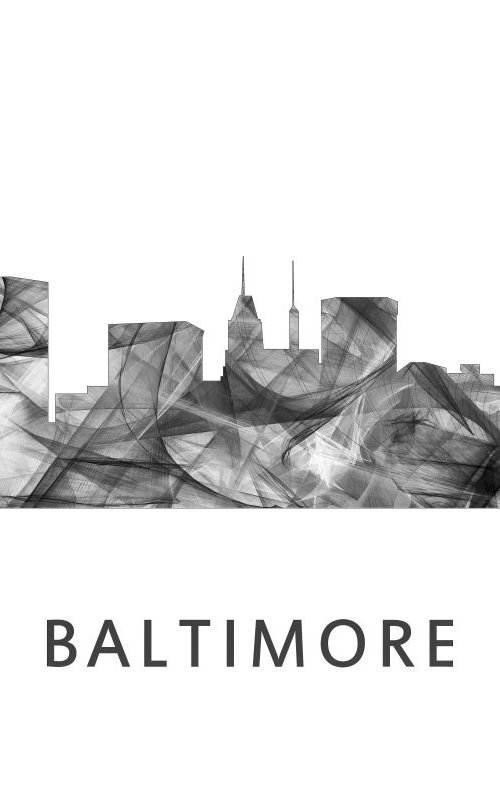 Baltimore Skyline WB BW by Marlene Watson