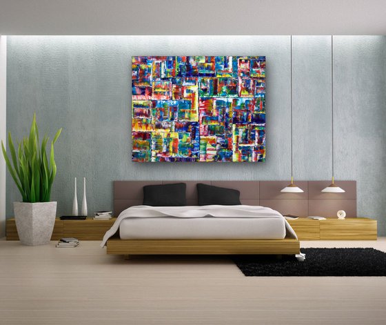 "Get Yourself Connected" - FREE Worldwide Shipping! - Xt Large  Original Abstract Oil Painting On Canvas - 60 x 48 inches - 152.4 x 122 centimeters