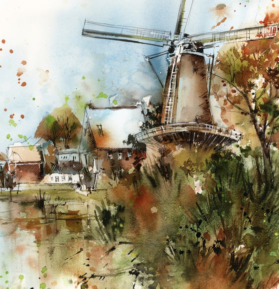 Windmill Autumnal Landscape