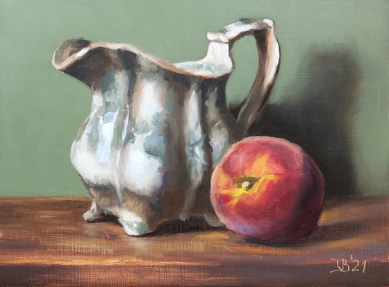 Antique Pitcher and a Peach
