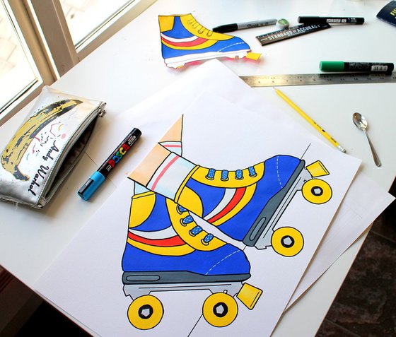 Retro Skates A3 Painting