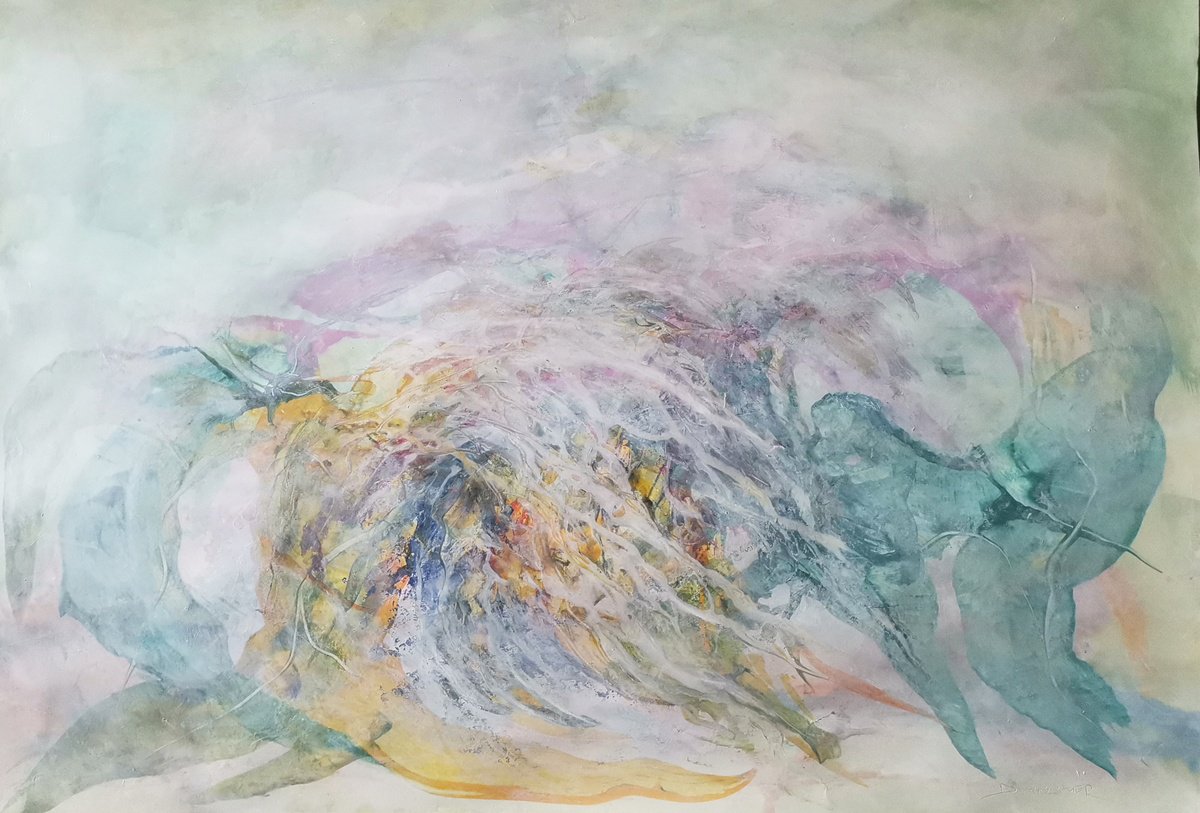 Organic Abstract Acrylic Painting By Doris Duschelbauer, 39 X 28, Act Of Spontaneity, Original Artwork