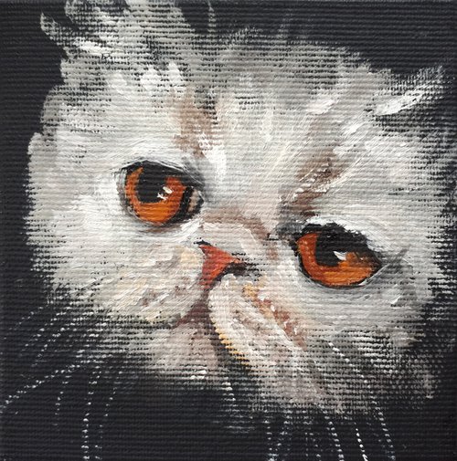Cat VI / FROM MY A SERIES OF MINI WORKS CATS/ ORIGINAL OIL PAINTING by Salana Art Gallery