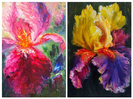 Diptych flowers Irises