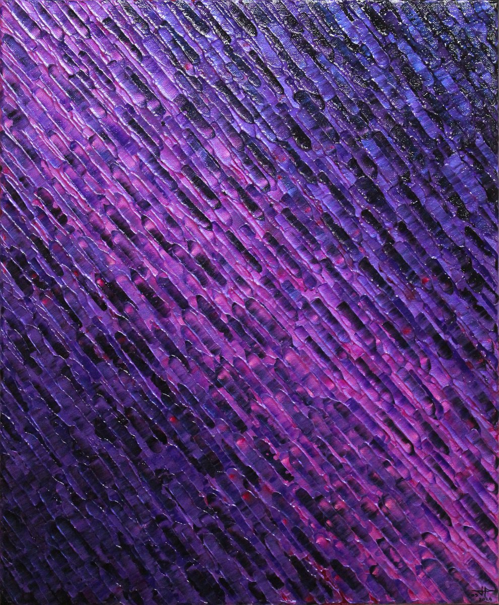 Abstract Acrylic Painting By Jonathan Pradillon, 15 X 18, Purple Diagonal, Original Artwork