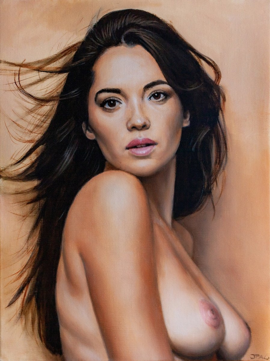 Photorealistic Portrait Oil Painting By Jean-Pierre Andre Leclercq, 12 X 16, Alina, Original Artwork